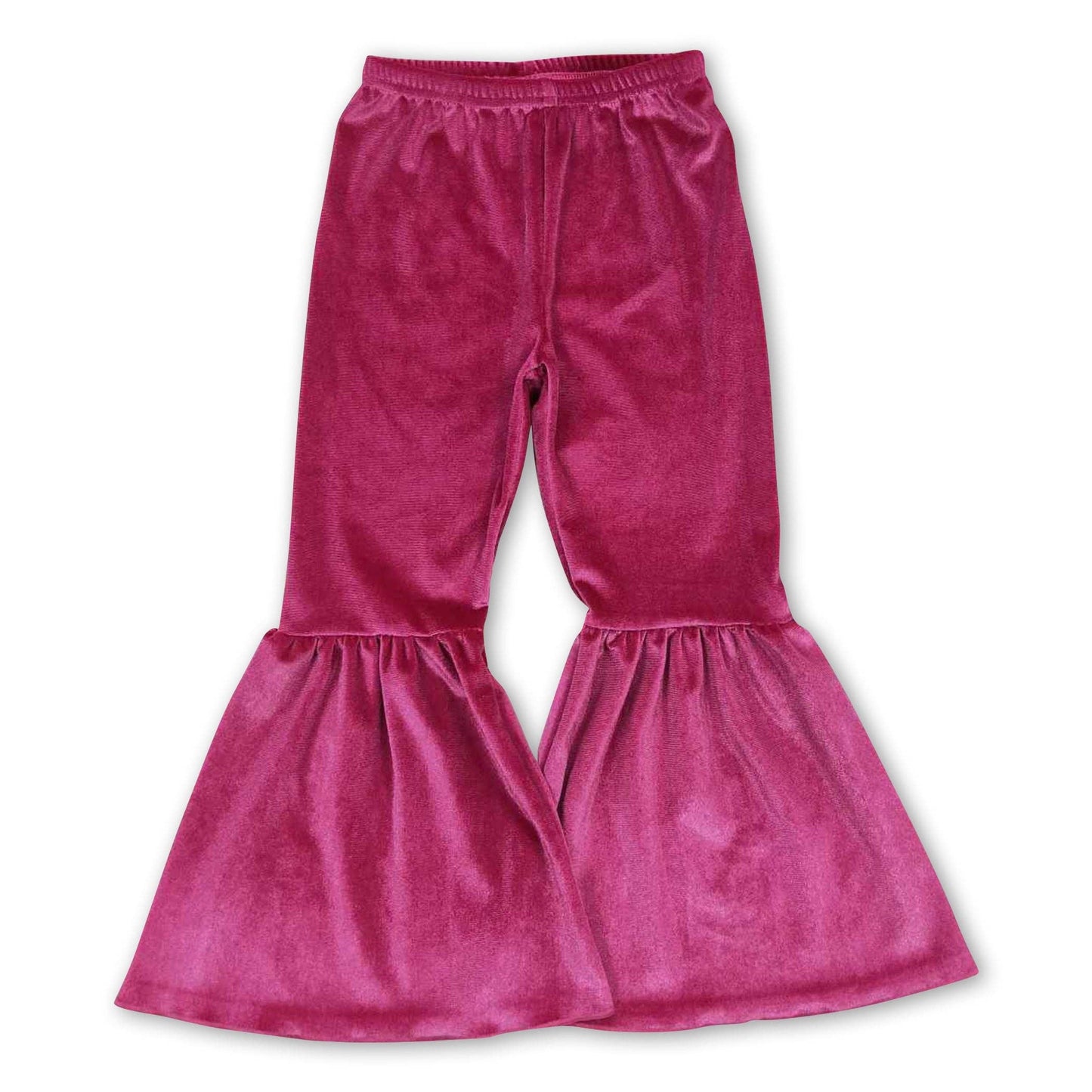 Hot pink velvet kids girls bell bottom pants: 3T